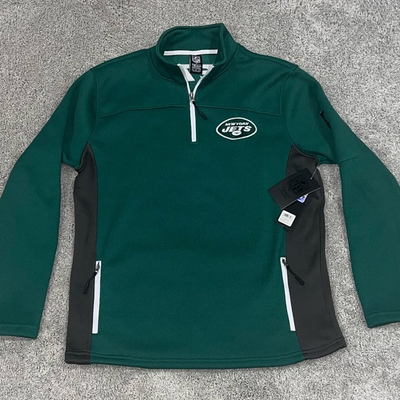 NWT! New York Jets Embroidered Men’s Medium Green 1/4 Zip Pullover Sweatshirt